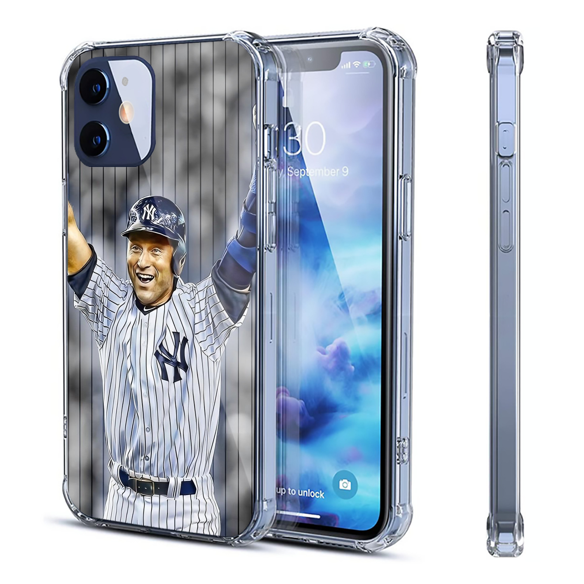 Derek Jeter 96 Clear IPhone 12 Case – Soft TPU With UV Print – Enhanced Drop Protection, Precise Fit, Anti-Fingerprint, Customizable Design, Scratch-Resistant, Yellow-Resistant
